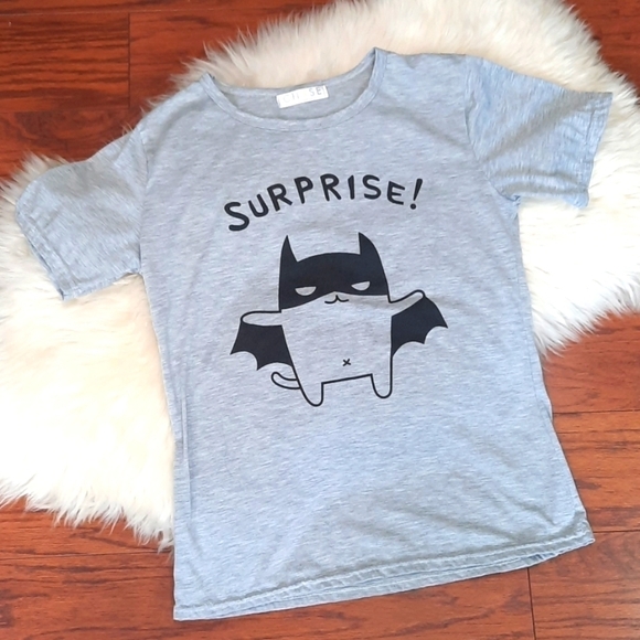 CHASE Tops - Kawaii Character Fitted Gray T shirt
